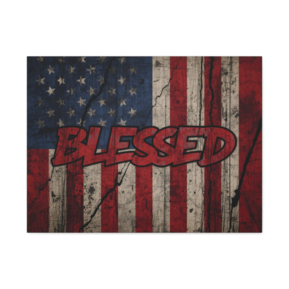 Stunning - Blessed - Patriotic Canvas Wall Art - Americana Decor - Home Wall Decoration - Rustic Flag Artwork -  US Flag Decor -