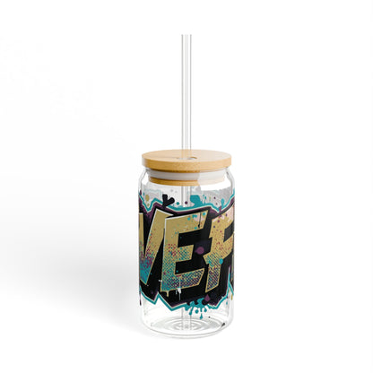 LIVE FIT - Graffiti Art Sipper Glass - 16oz - Unique Drinkware - Cool Gift - Summer Beverage - Eco-Friendly - Stylish Decor