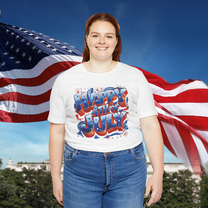 Happy 4th Of July, Print Design T-Shirt, Independence Day, American Flag, Bald Eagle, Red White Blue