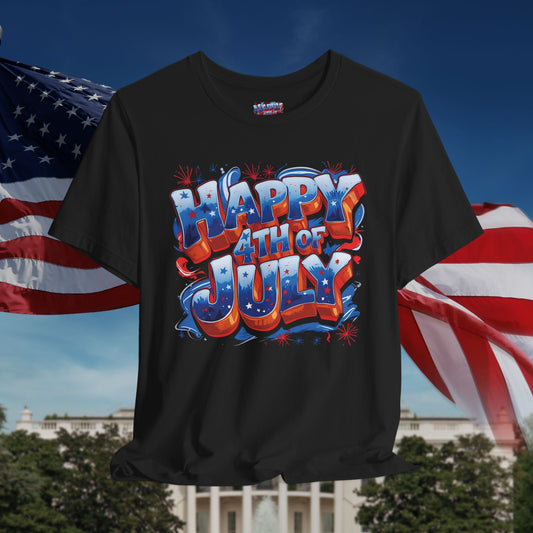 Happy 4th Of July, Print Design T-Shirt, Independence Day, American Flag, Bald Eagle, Red White Blue