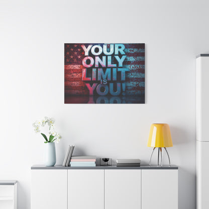 Gallery Wrapped - Motivational Canvas Wall Art - Your Only Limit Is You! - Inspirational Decor for Home Office - Inspirational Gift - Vintage American Flag - Limitless Living - Personal [...]