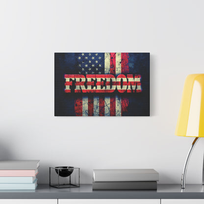 Patriotic Wall Art Print - Freedom Design Canvas Decor - American Flag Red White & Blue Artwork - Christmas Gifts - Independence Day Decoration - Home Gallery Piece -