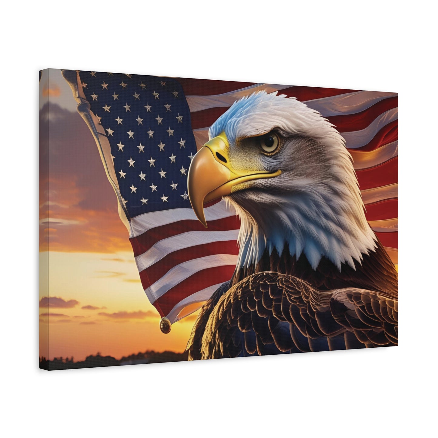 Patriotic Eagle Canvas Wall Art, Stretched Eagle Art, American Flag Decor, Veteran's Day Gift, 4th of July Decoration, Home Gallery Wall