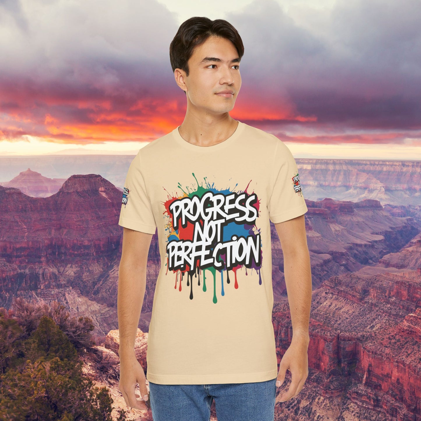 💥 Vibrant   💥   Eye-catching   💥   Motivational    💥 All  Over Print   💥 Unisex T-shirt  💥   Progress  Not  Perfection   💥  Art-Inspired   💥  Apparel  💥  Sizes  XS  x  4XL 💥