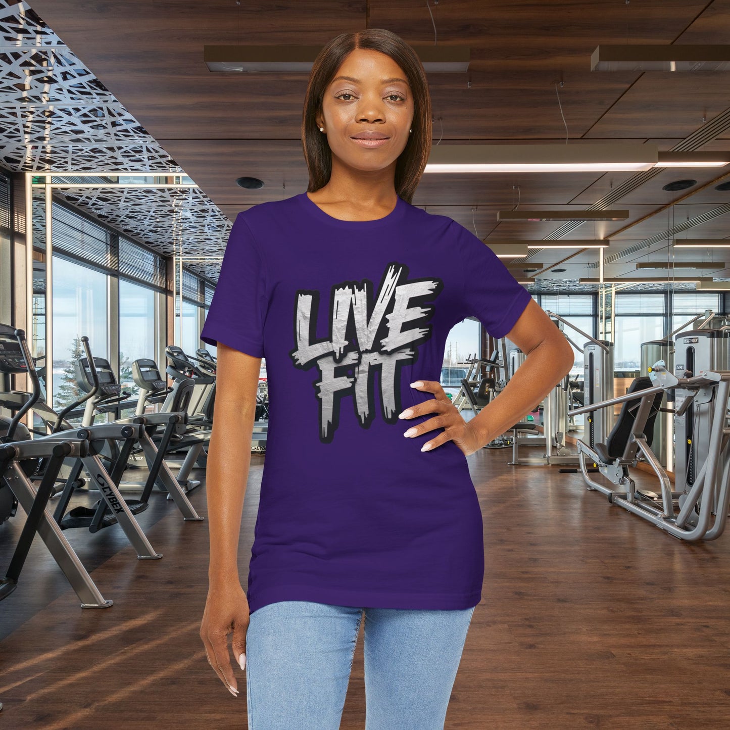 LIVE FIT Unisex Jersey Tee - Fitness Shirt - XS - 4XL -  Workout Apparel -  Motivational T-Shirt - Casual Wear - Gift for Fitness Enthusiasts