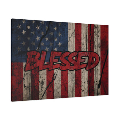 Blessed Patriotic Canvas Wall Art, Americana Decor, Home Wall Decoration, Rustic Flag Artwork, US Flag Decor