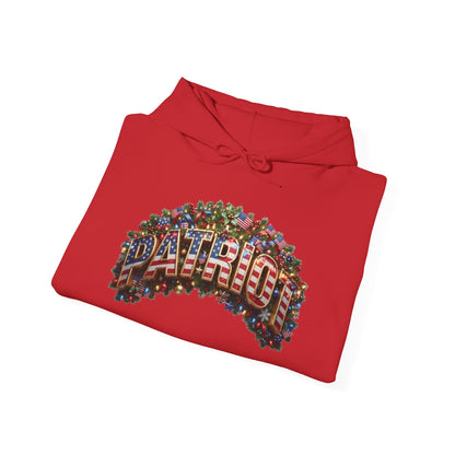 Patriot Christmas Hoodie - Full Arch Garland Flag Graphic | String Lights & Flags | Unisex S-5XL - Patriot Fit Life