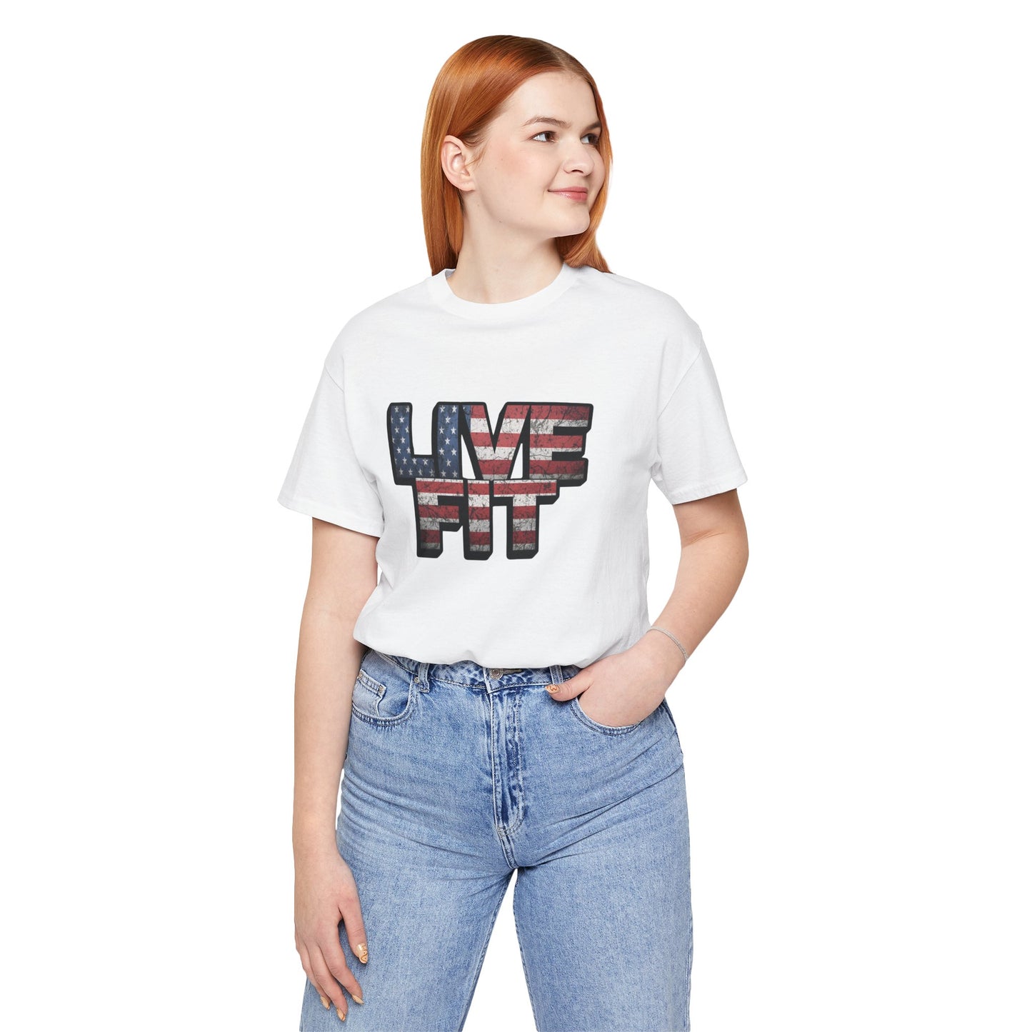 LIVE FIT Patriotic T-Shirt - American Flag Red White Blue - Unisex Fitness Tee