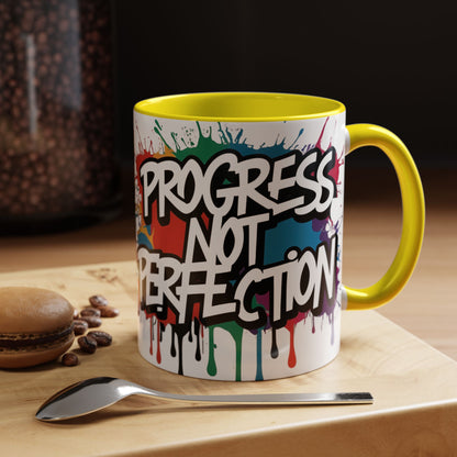Vibrant   Ceramic  Mug    Inspirational      Let's Go!     Graffiti  Mug      Coffee Mug        Progress  Not  Perfection   Sizes   11oz  &  15oz    Birthday Gift   Graduation Gift    8  Different  Color Options