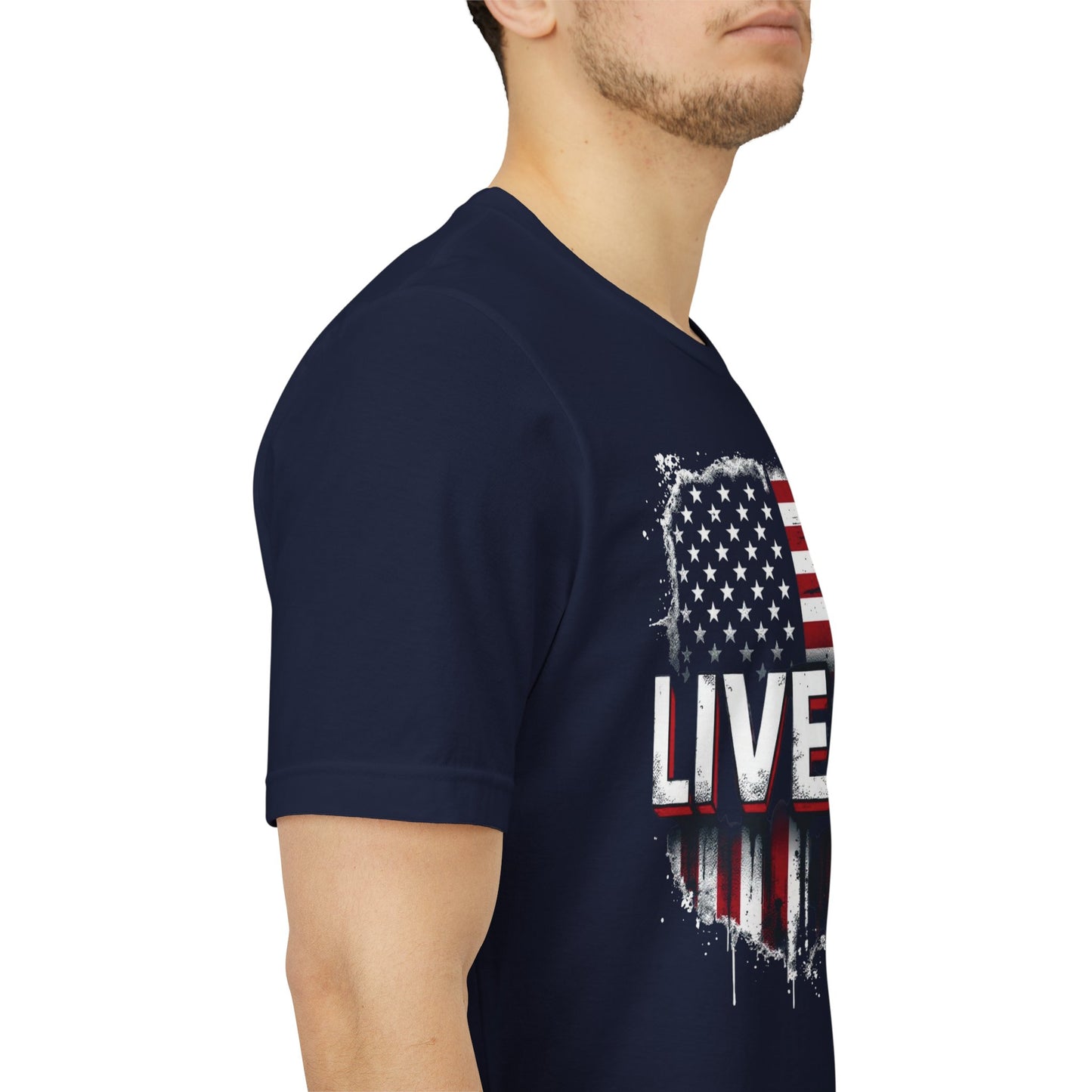 LIVE FIT American Flag T-Shirt - Patriotic Fitness Tee - Distressed USA Flag Design