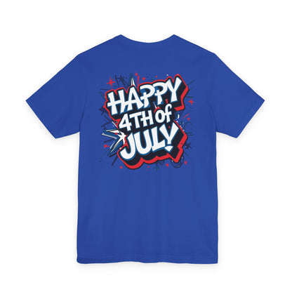 Happy 4th Of July Unisex Jersey Short Sleeve Tee, Independence Day T-Shirt, Patriotic Shirt, Red White Blue Tee, USA Celebration Top