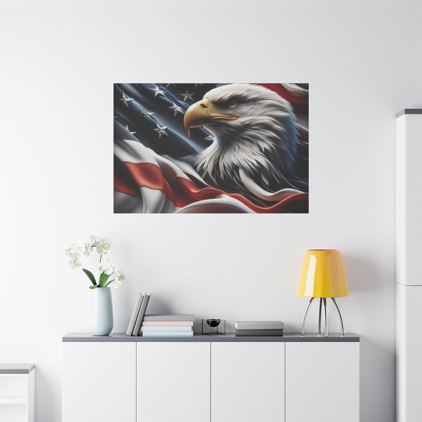 Patriotic Eagle Gallery Wrapped Canvas Art - American Flag Wall Decor - Red White Blue - USA Pride - Holiday Gift -  4th of July Home Decoration - Veteran Gift -  USA Theme Art - Print On Sides - Mirror Sides -
