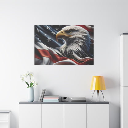 Patriotic Eagle Gallery Wrapped Canvas Art - American Flag Wall Decor - Red White Blue - USA Pride - Holiday Gift -  4th of July Home Decoration - Veteran Gift -  USA Theme Art - Print On Sides - Mirror Sides -