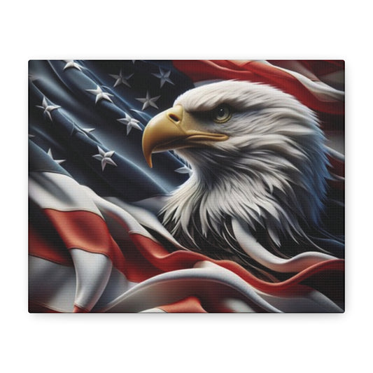 Patriotic Eagle Gallery Wrapped Canvas Art - American Flag Wall Decor - Red White Blue - USA Pride - Holiday Gift -  4th of July Home Decoration - Veteran Gift -  USA Theme Art - Print On Sides - Mirror Sides -