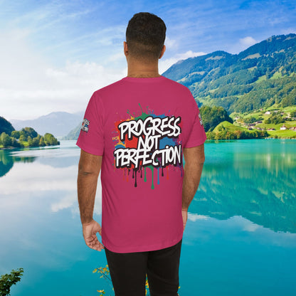 💥 Vibrant   💥   Eye-catching   💥   Motivational    💥 All  Over Print   💥 Unisex T-shirt  💥   Progress  Not  Perfection   💥  Art-Inspired   💥  Apparel  💥  Sizes  XS  x  4XL 💥