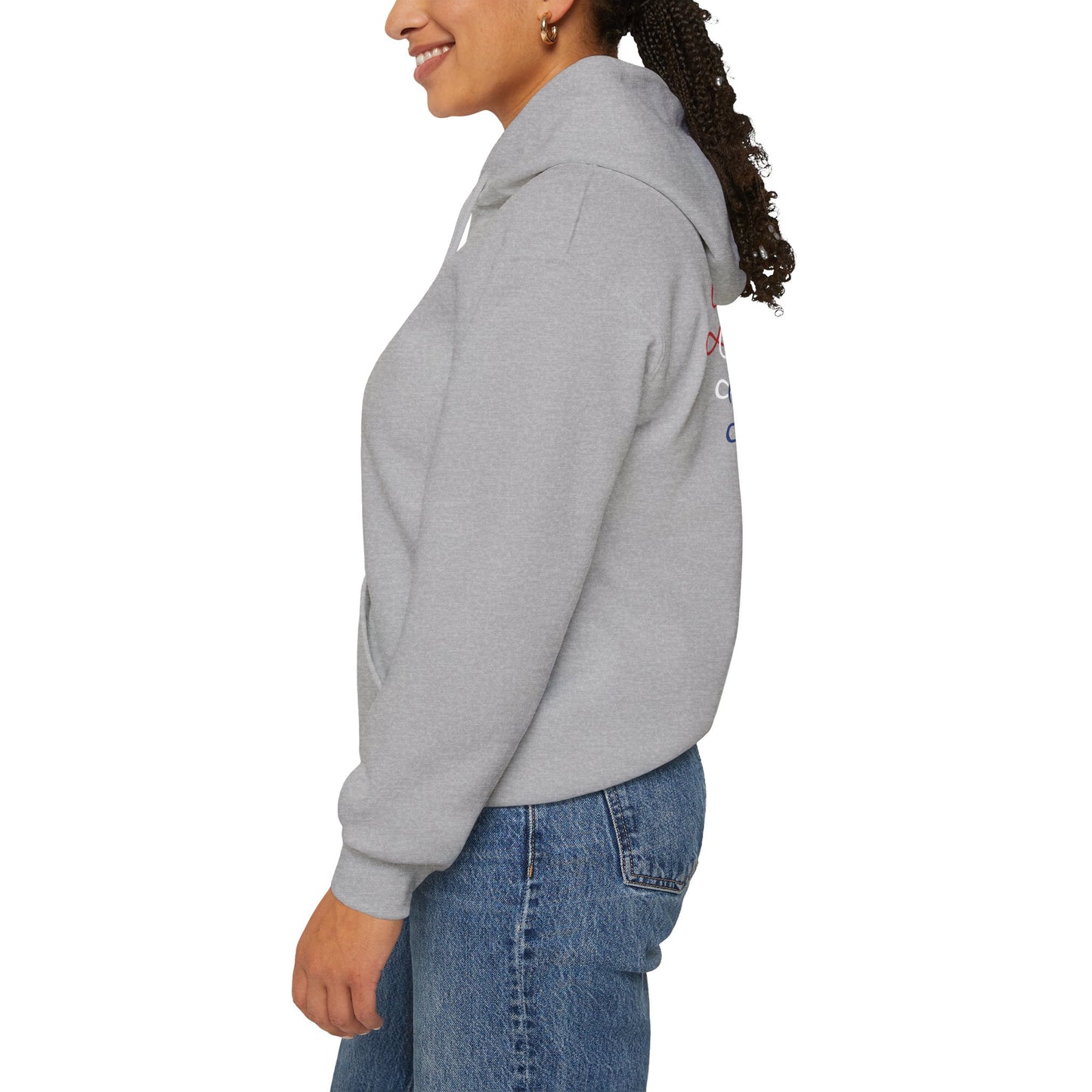Blessed Hoodie – Patriotic Red, White & Blue Unisex Pullover Sweatshirt with Front & Back Print – Cozy, Positive Vibes Gift