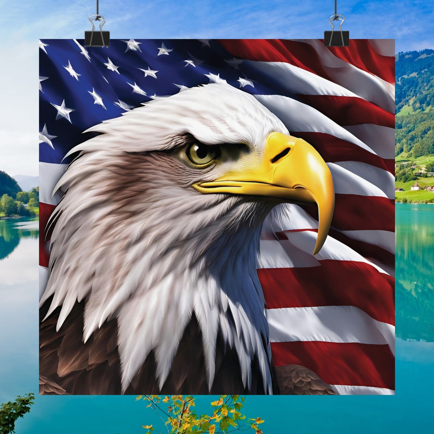 💥 Patriotic 💥 Bald Eagle 💥 Red White & Blue 💥 Wall Art 💥 Matte  💥 Vertical Poster 💥