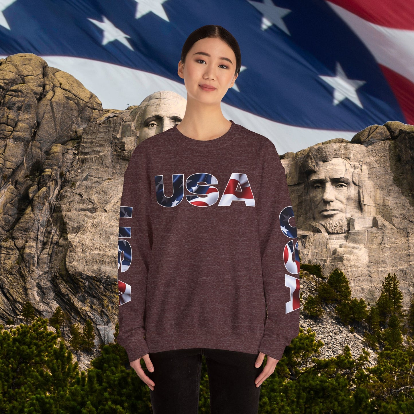 Patriotic USA Crewneck Sweatshirt - Unisex Heavy Blend - American Pride - National Pride Gift - S-5XL