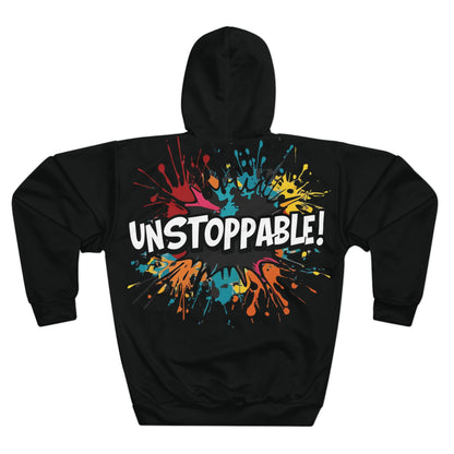 Unisex  - Unstoppable  Design  Pullover  Hoodie - Colorful  Splash  Design - for  Motivation  and  Style