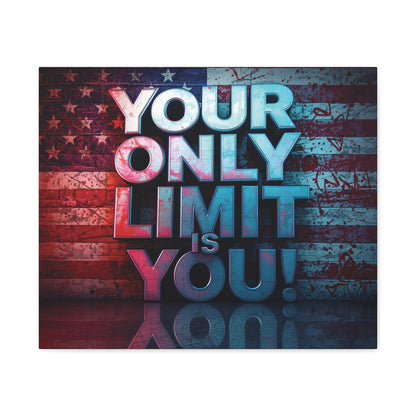 Gallery Wrapped - Motivational Canvas Wall Art - Your Only Limit Is You! - Inspirational Decor for Home Office - Inspirational Gift - Vintage American Flag - Limitless Living - Personal [...]