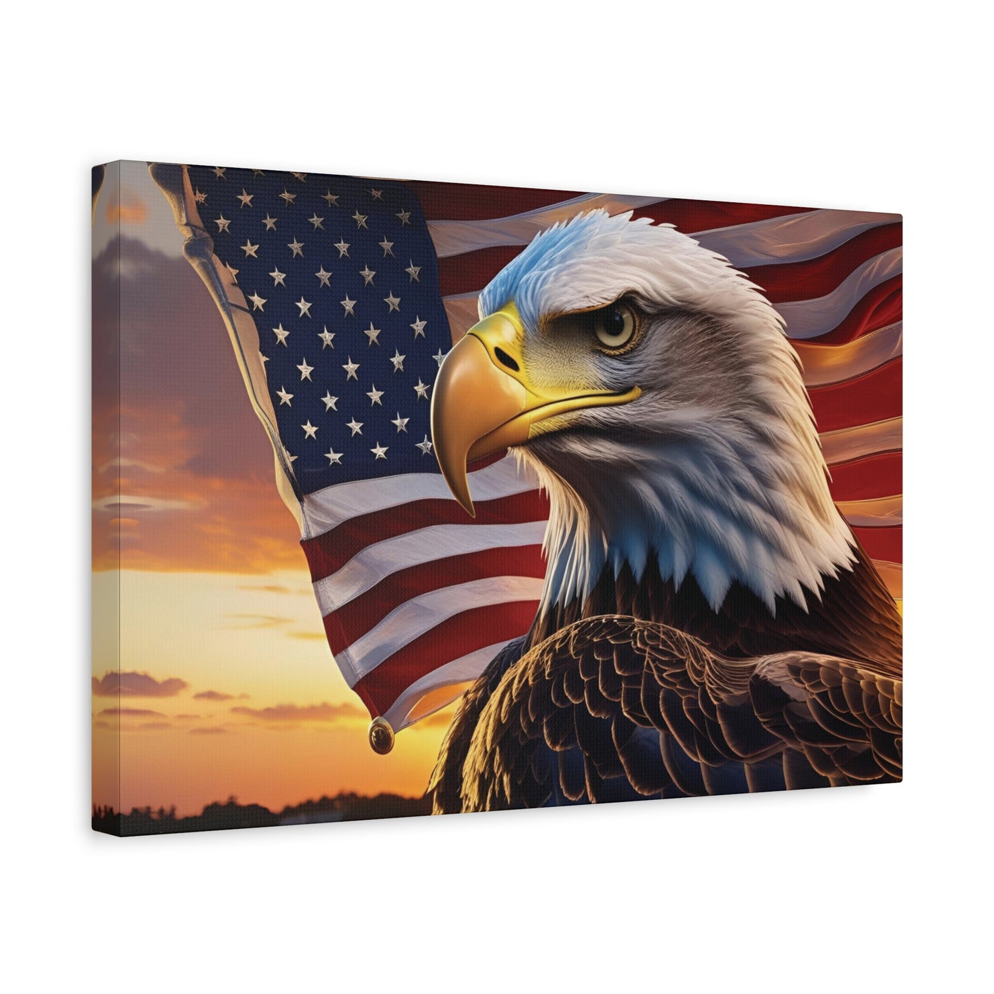 Patriotic Eagle Canvas Wall Art, Stretched Eagle Art, American Flag Decor, Veteran's Day Gift, 4th of July Decoration, Home Gallery Wall