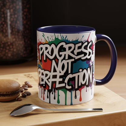 Vibrant   Ceramic  Mug    Inspirational      Let's Go!     Graffiti  Mug      Coffee Mug        Progress  Not  Perfection   Sizes   11oz  &  15oz    Birthday Gift   Graduation Gift    8  Different  Color Options
