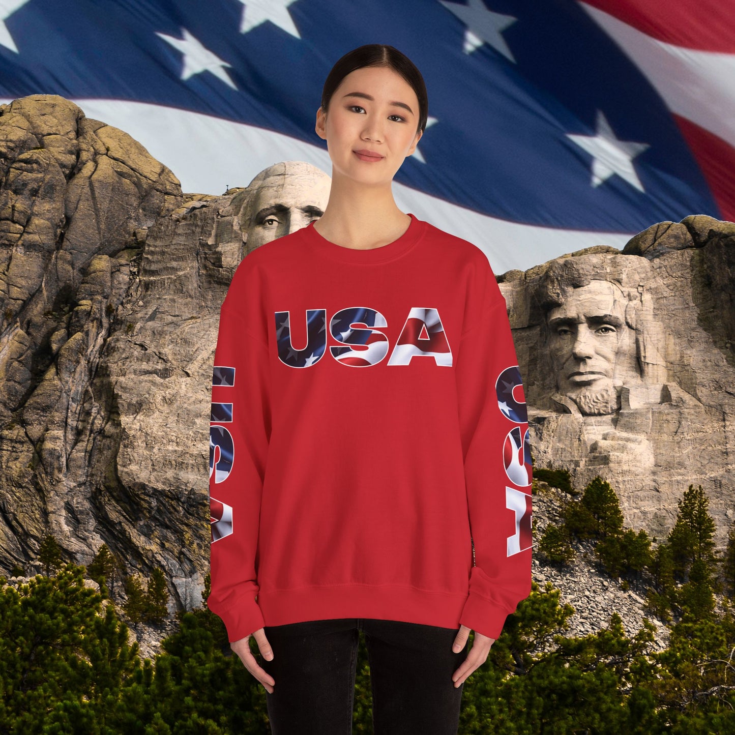 Patriotic USA Crewneck Sweatshirt - Unisex Heavy Blend - American Pride - National Pride Gift - S-5XL