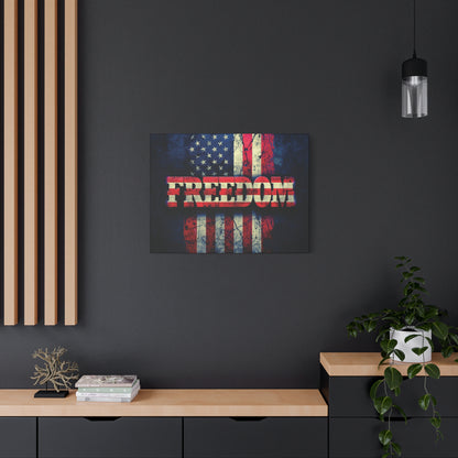 Patriotic Wall Art Print - Freedom Design Canvas Decor - American Flag Red White & Blue Artwork - Christmas Gifts - Independence Day Decoration - Home Gallery Piece -