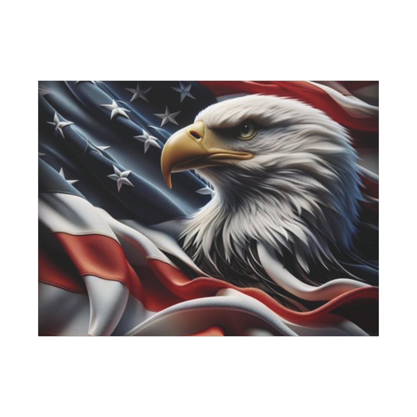 Patriotic Eagle Gallery Wrapped Canvas Art - American Flag Wall Decor - Red White Blue - USA Pride - Holiday Gift -  4th of July Home Decoration - Veteran Gift -  USA Theme Art - Print On Sides - Mirror Sides -