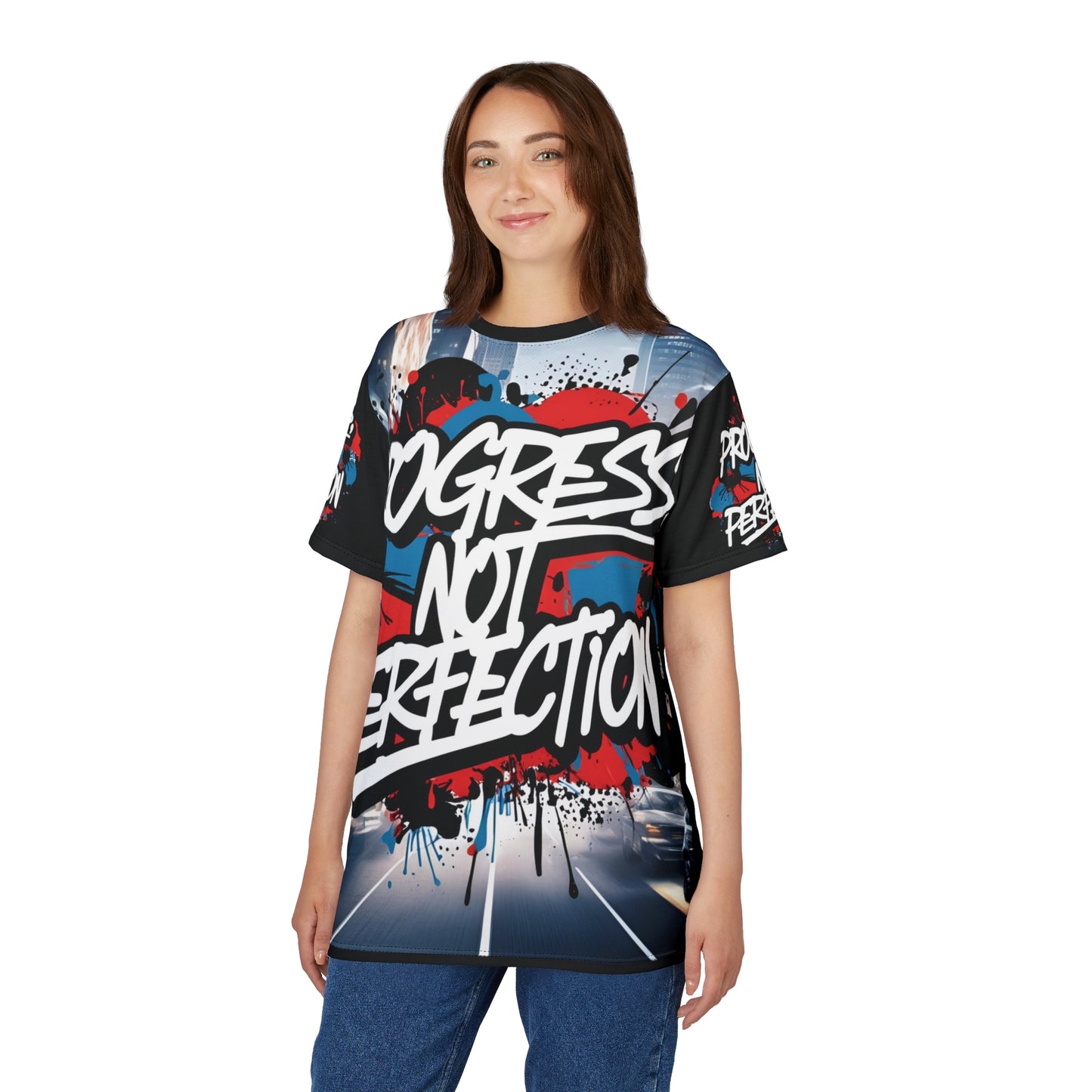 💥 Progress Not Perfection  💥  Stylish   Print  💥  Unisex Graphic Tee 💥  Bold Street Art Design 💥   Motivational Style  💥  Sizes  US  S-3XL  💥