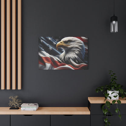 Patriotic Eagle Gallery Wrapped Canvas Art - American Flag Wall Decor - Red White Blue - USA Pride - Holiday Gift -  4th of July Home Decoration - Veteran Gift -  USA Theme Art - Print On Sides - Mirror Sides -