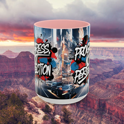 Progress Not Perfection! Graffiti Style Mug - Vibrant Design - 11oz/15oz - 8 Colors