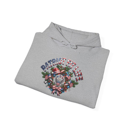 Patriot Fit Life Christmas Gym Hoodie - Eagle Barbell Wreath Americana Graphic | Unisex S-5XL