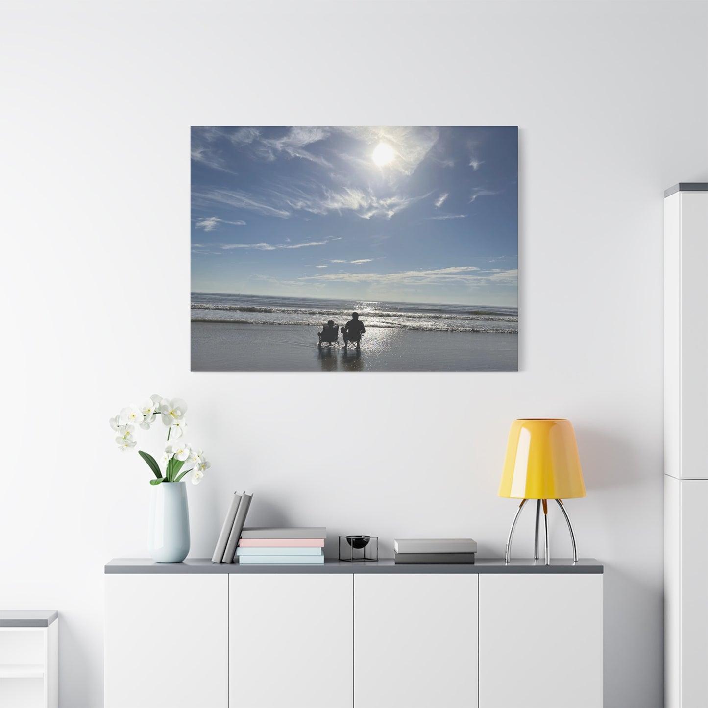 Beach Sunset Canvas Art, Stretched Canvas Print, Coastal Home Decor, Ocean Wall Art, Serene Landscape Painting