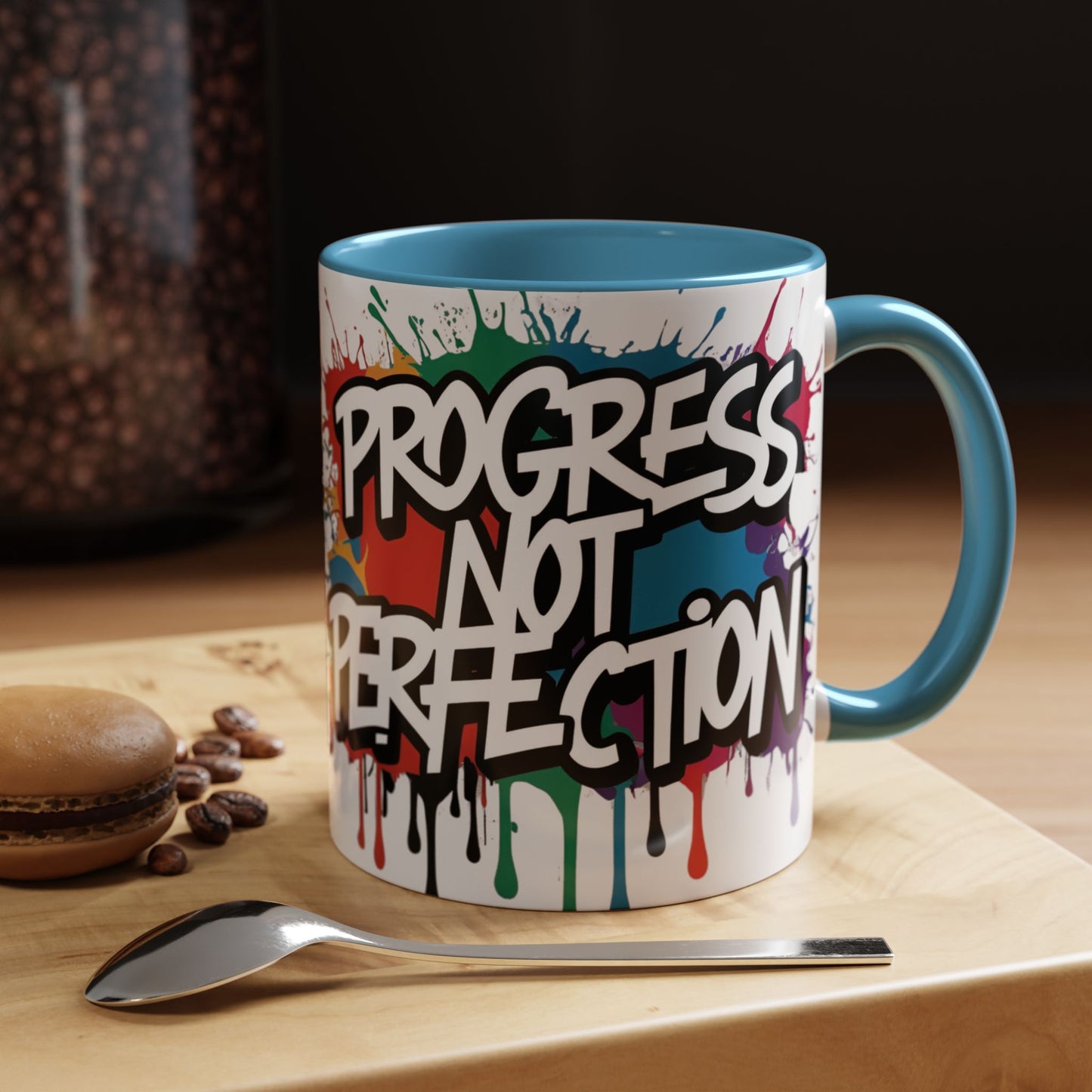 Vibrant   Ceramic  Mug    Inspirational      Let's Go!     Graffiti  Mug      Coffee Mug        Progress  Not  Perfection   Sizes   11oz  &  15oz    Birthday Gift   Graduation Gift    8  Different  Color Options
