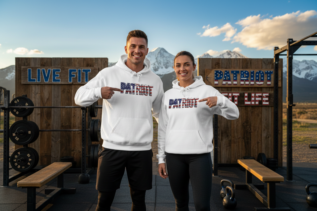 Patriot Flag Hoodie — American Flag Embroidered 'PATRIOT' Graphic Sweatshirt - Patriot Fit Life