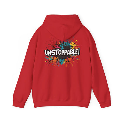 Unstoppable! Paint Splash Hoodie - Motivational Graphic Sweatshirt - Unisex Pullover - S-5XL
