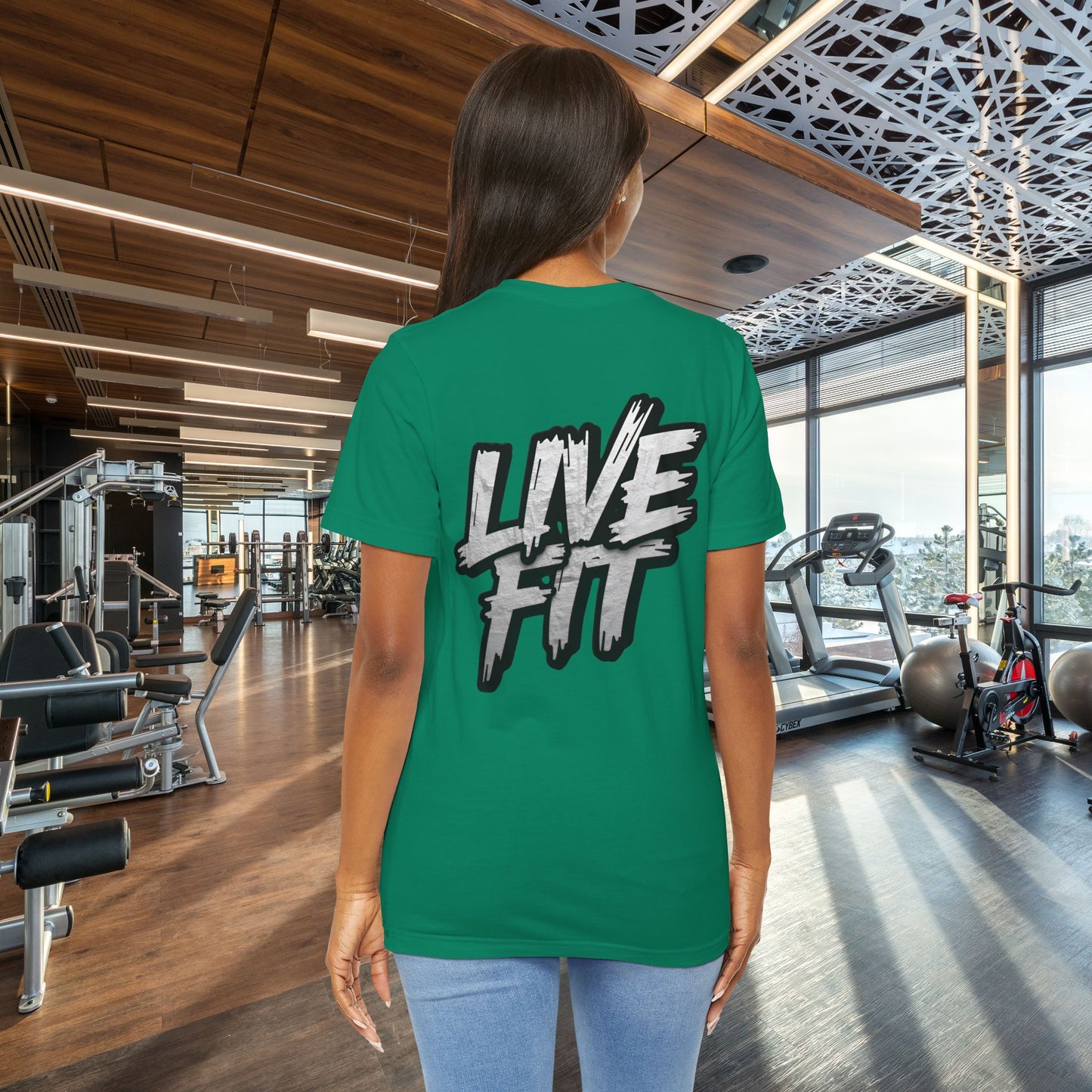 LIVE FIT Unisex Jersey Tee - Fitness Shirt - XS - 4XL -  Workout Apparel -  Motivational T-Shirt - Casual Wear - Gift for Fitness Enthusiasts