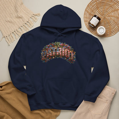 Patriot Christmas Hoodie - Full Arch Garland Flag Graphic | String Lights & Flags | Unisex S-5XL - Patriot Fit Life