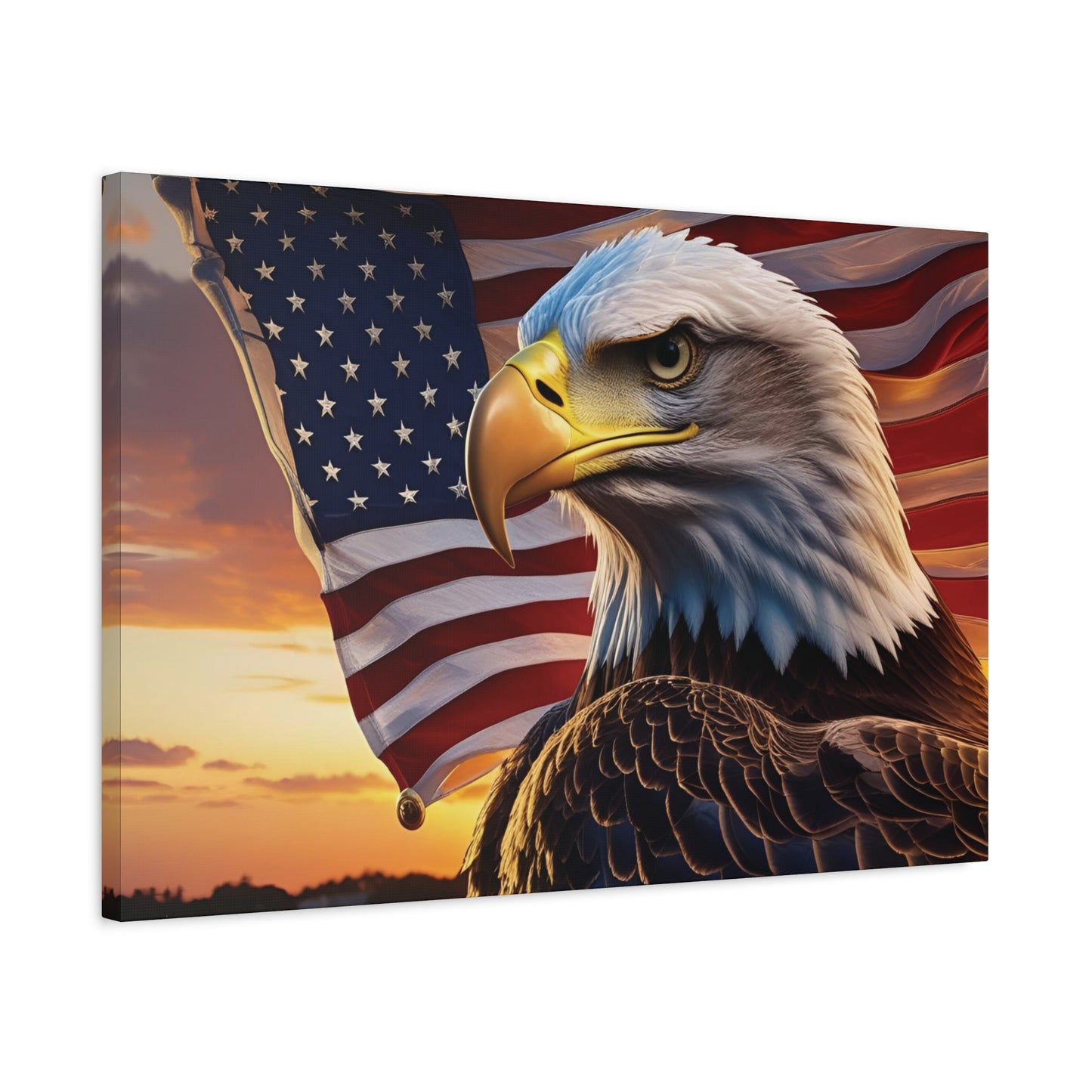 Patriotic Eagle Canvas Wall Art, Stretched Eagle Art, American Flag Decor, Veteran's Day Gift, 4th of July Decoration, Home Gallery Wall