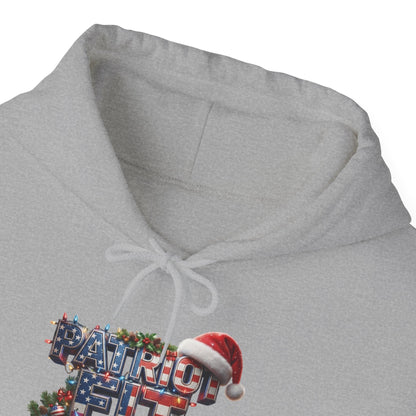 Patriot Fit Life Christmas Hoodie - Three-Line Flag & Garland Design | Unisex S-5XL