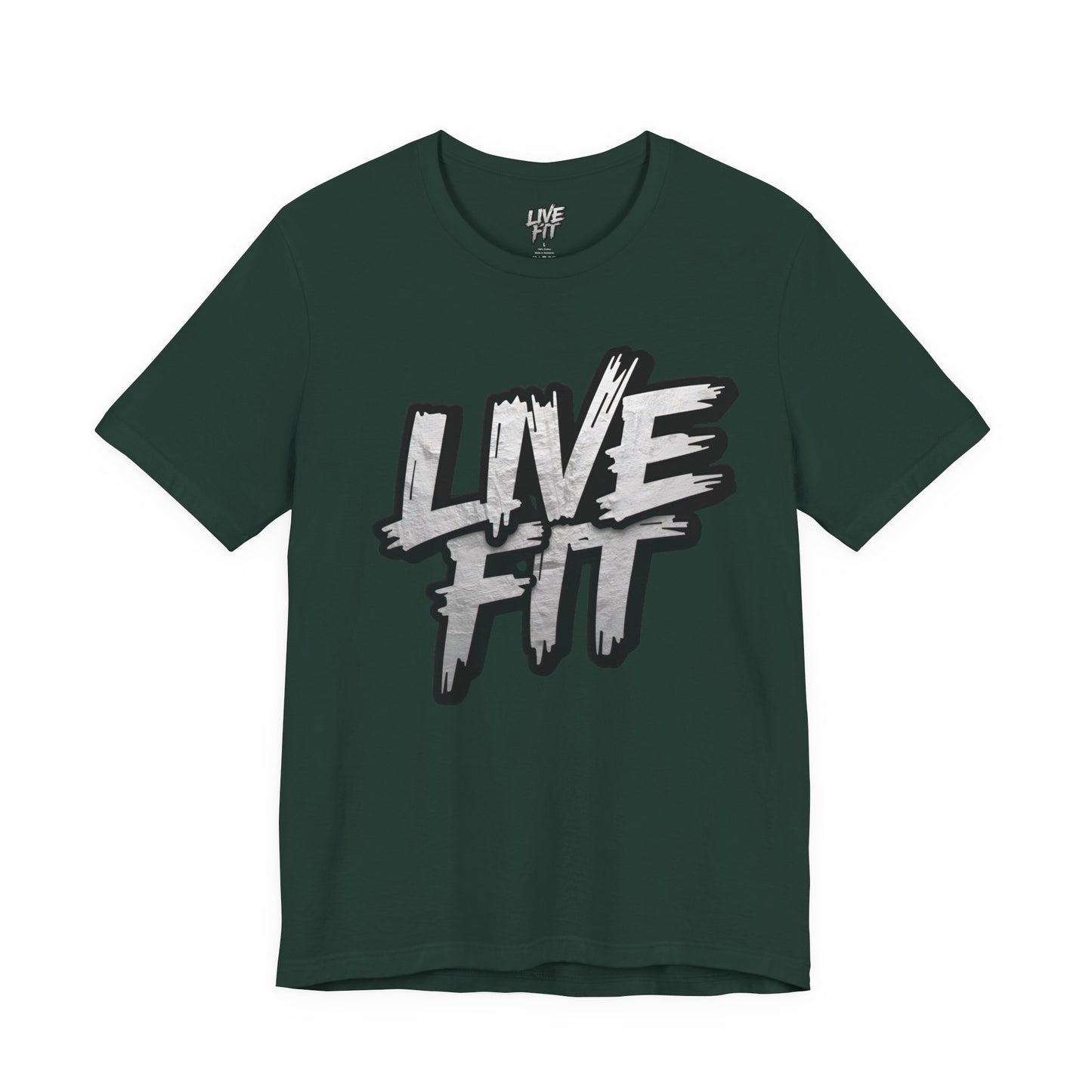 LIVE FIT Unisex Jersey Tee - Fitness Shirt - XS - 4XL -  Workout Apparel -  Motivational T-Shirt - Casual Wear - Gift for Fitness Enthusiasts