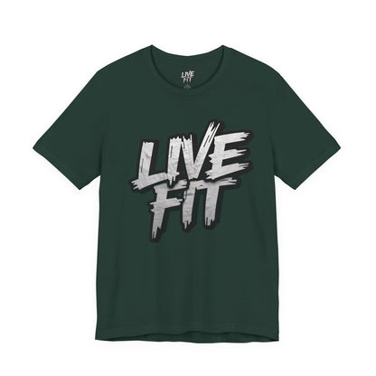 LIVE FIT Unisex Jersey Tee - Fitness Shirt - XS - 4XL -  Workout Apparel -  Motivational T-Shirt - Casual Wear - Gift for Fitness Enthusiasts