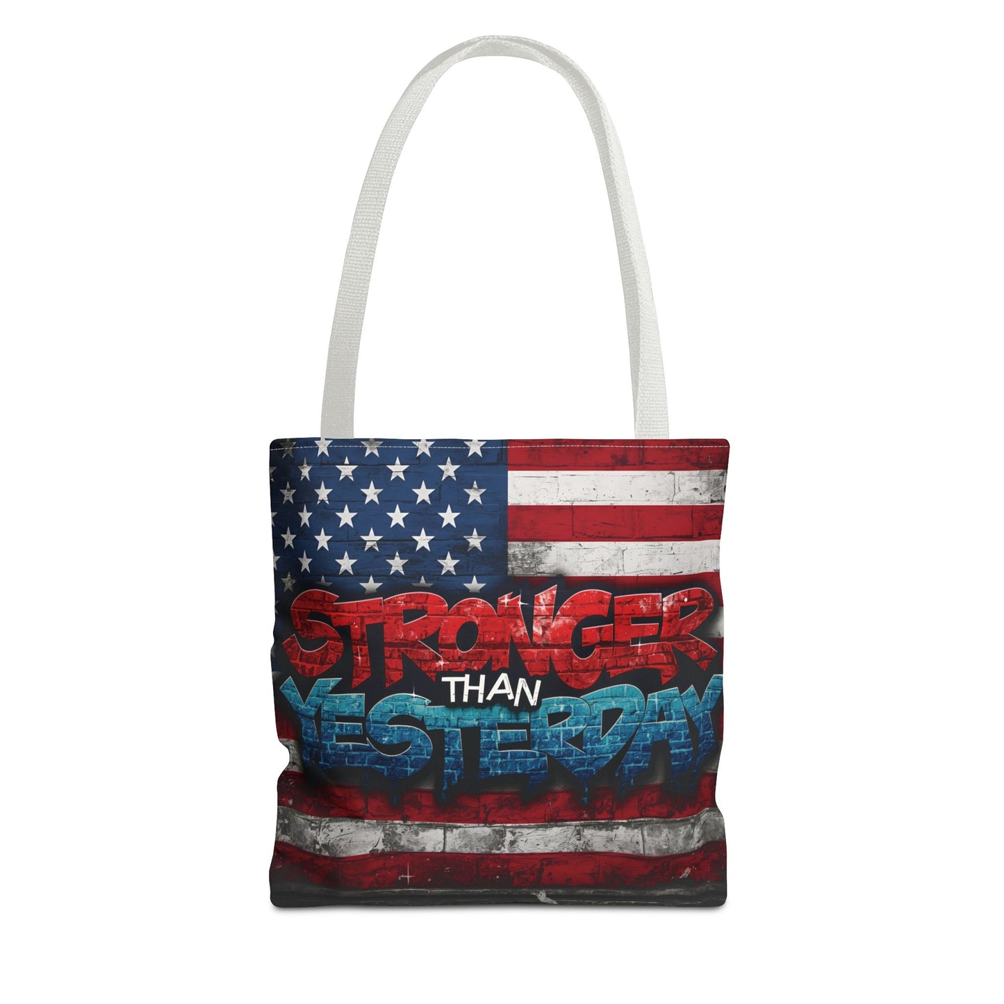 Patriotic Red White Blue Tote Bag - Stronger Than Yesterday - Perfect for Fourth of July, Gym, Beach, Shopping, Gifts