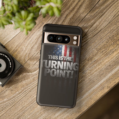 Stunning Patriotic Protective Cell Phone Case -  Charlie Kirk - This Is The Turning Point! - Red White Blue - Beautiful American Flag Backdrop Design - Perfect Gift for Everyday Use, Durable Cover, Stylish Protection