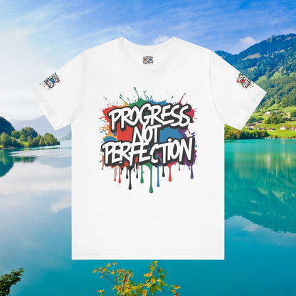 💥 Vibrant   💥   Eye-catching   💥   Motivational    💥 All  Over Print   💥 Unisex T-shirt  💥   Progress  Not  Perfection   💥  Art-Inspired   💥  Apparel  💥  Sizes  XS  x  4XL 💥