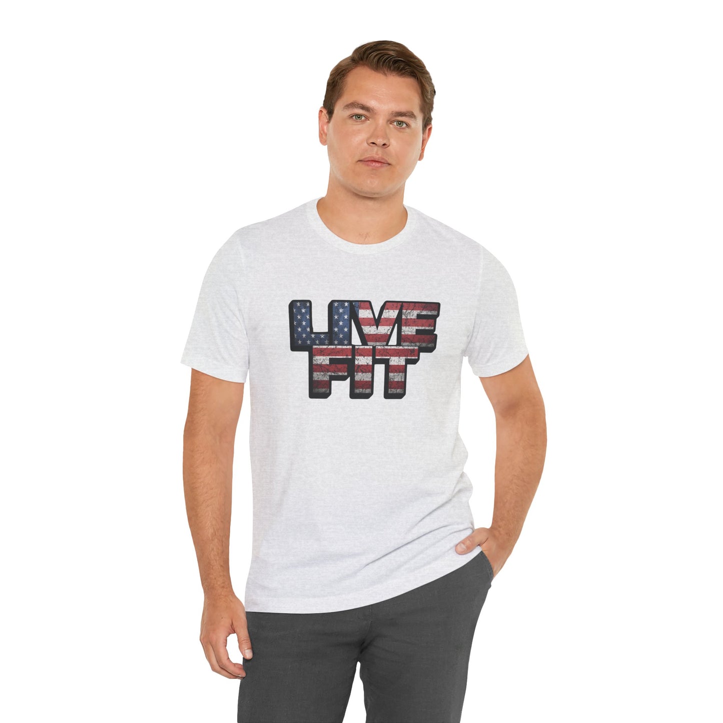 LIVE FIT Patriotic T-Shirt - American Flag Red White Blue - Unisex Fitness Tee