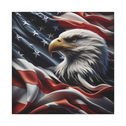 Patriotic Eagle Gallery Wrapped Canvas Art - American Flag Wall Decor - Red White Blue - USA Pride - Holiday Gift -  4th of July Home Decoration - Veteran Gift -  USA Theme Art - Print On Sides - Mirror Sides -