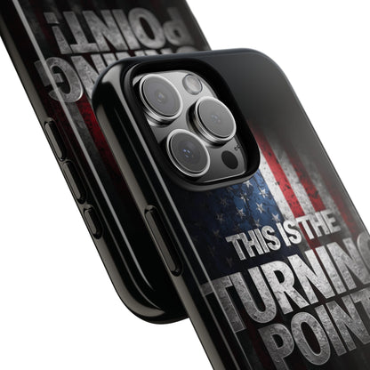 Stunning Patriotic Protective Cell Phone Case -  Charlie Kirk - This Is The Turning Point! - Red White Blue - Beautiful American Flag Backdrop Design - Perfect Gift for Everyday Use, Durable Cover, Stylish Protection