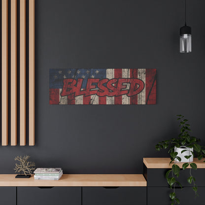 Blessed Patriotic Canvas Wall Art, Americana Decor, Home Wall Decoration, Rustic Flag Artwork, US Flag Decor